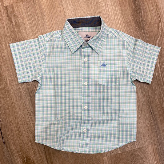 Opal and Blue Plaid Dress Shirt  - Doodlebug's Children's Boutique