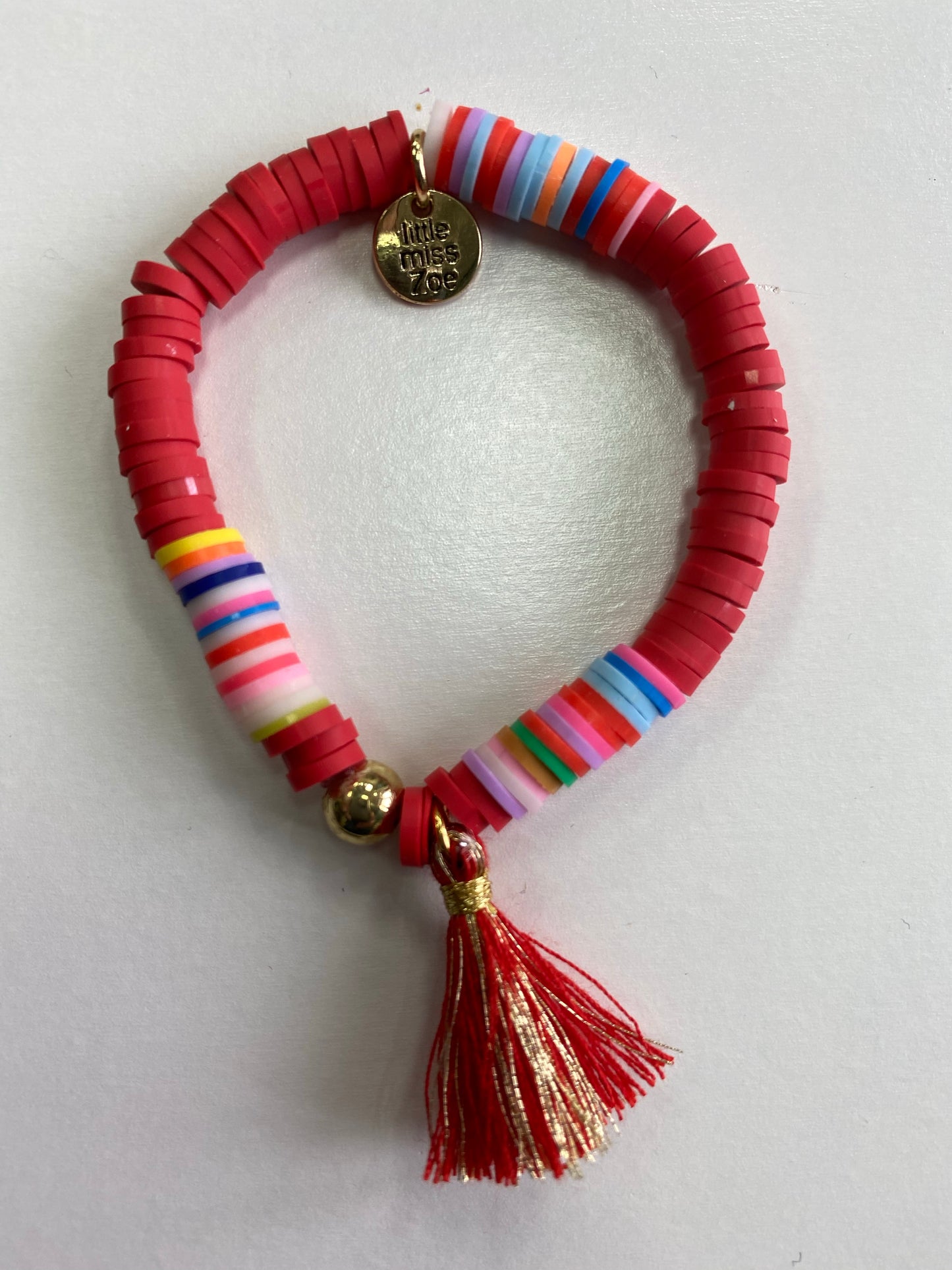 Bracelet with Tassel Red with Red and Gold Tassel - Doodlebug's Children's Boutique