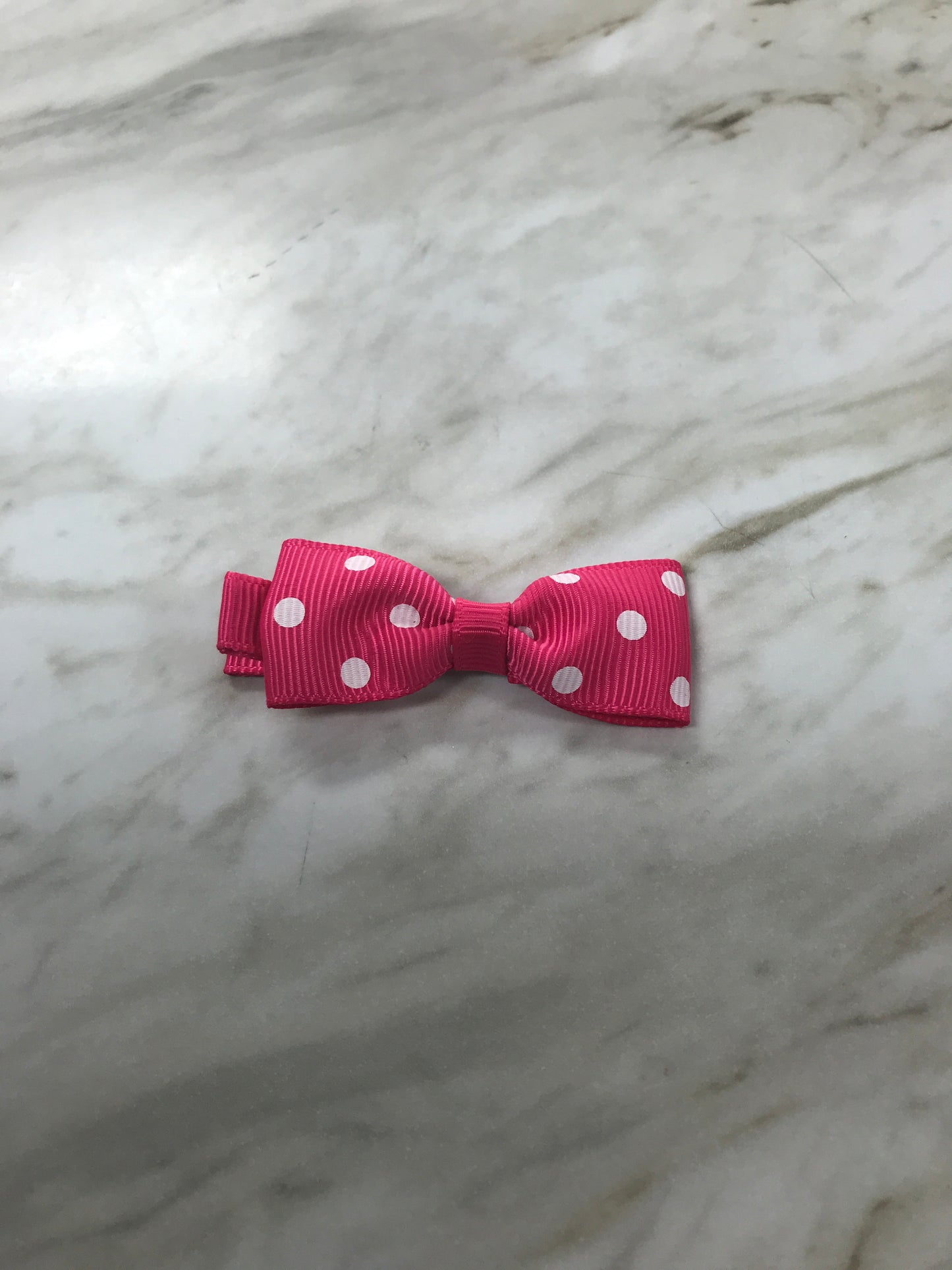Hot Pink with White Dots Tiny Bow  - Doodlebug's Children's Boutique