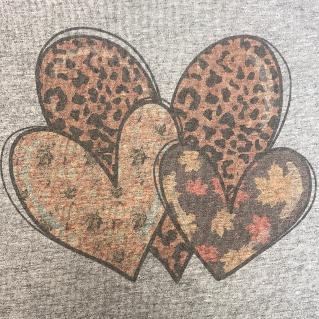Fall Hearts Shirt in Grey  - Doodlebug's Children's Boutique