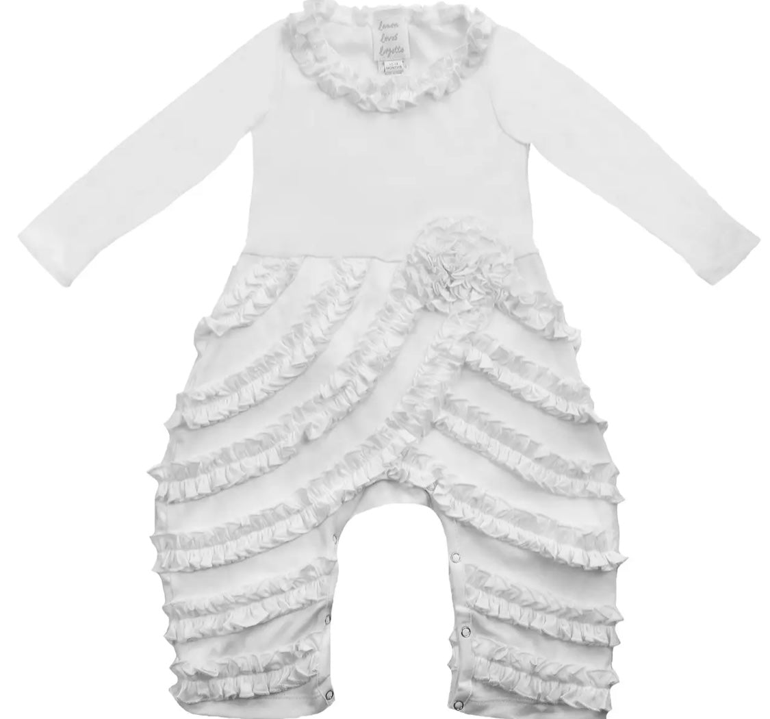 Peony Romper in White  - Doodlebug's Children's Boutique