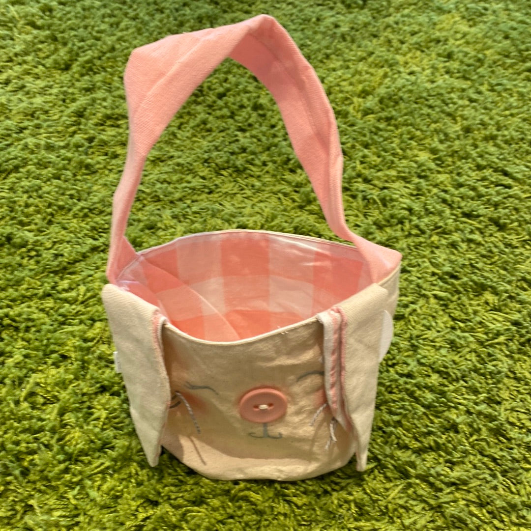 Small Pink Easter Bunny Basket  - Doodlebug's Children's Boutique