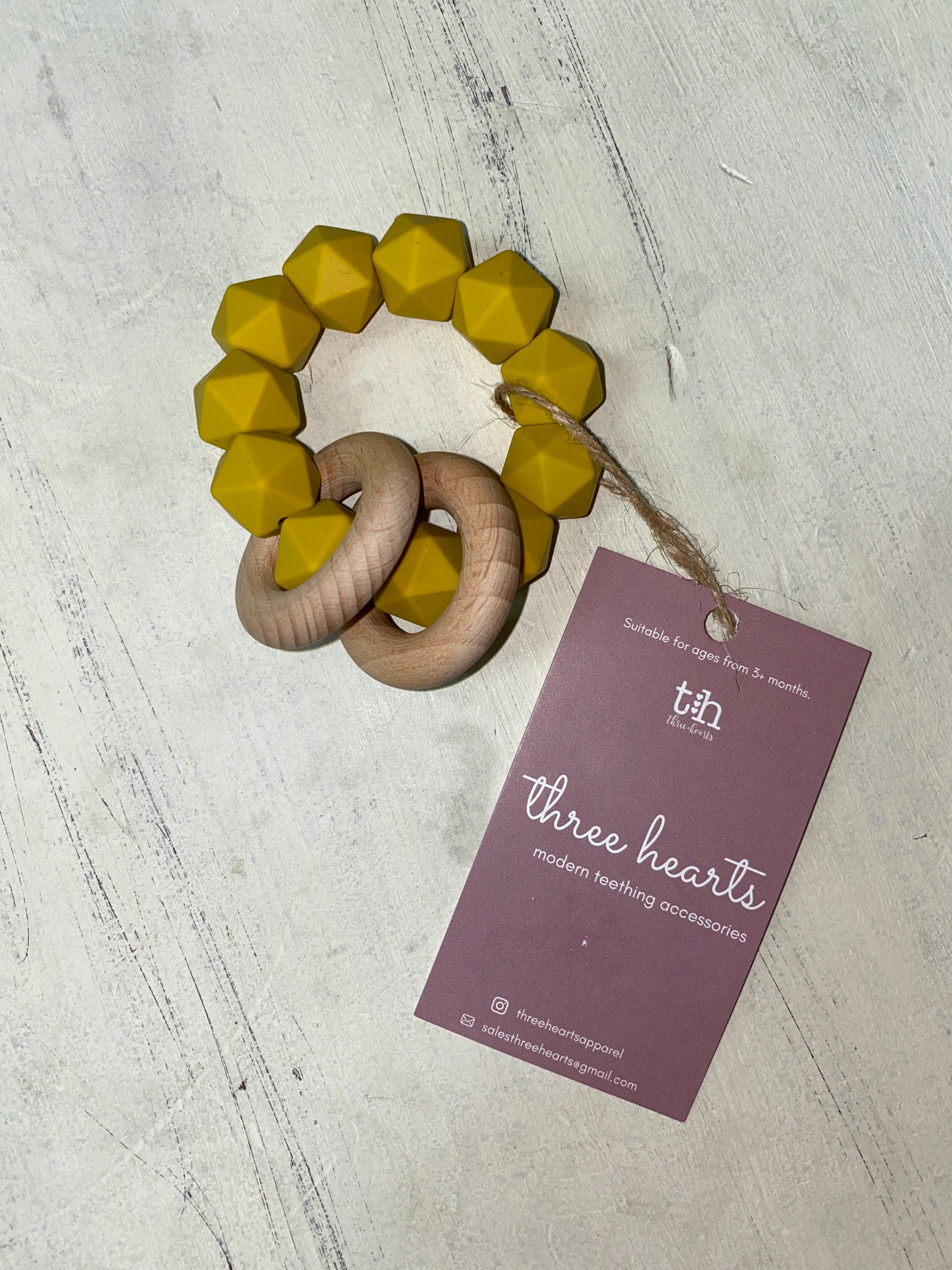 Abby Teething Rattle in Mustard  - Doodlebug's Children's Boutique