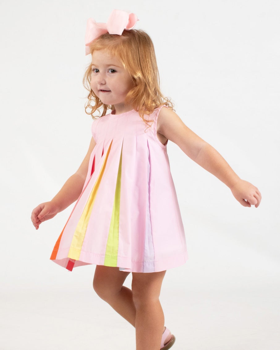 Rainbow Dress in Pink  - Doodlebug's Children's Boutique