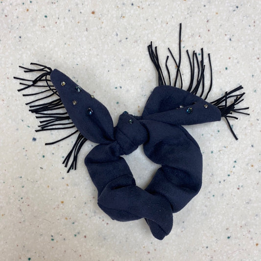 Navy Fringe Scrunchie  - Doodlebug's Children's Boutique