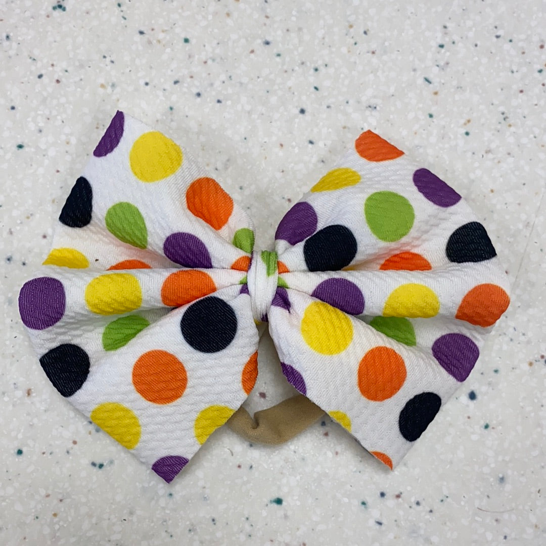 Halloween Dots Bow on Nylon  - Doodlebug's Children's Boutique