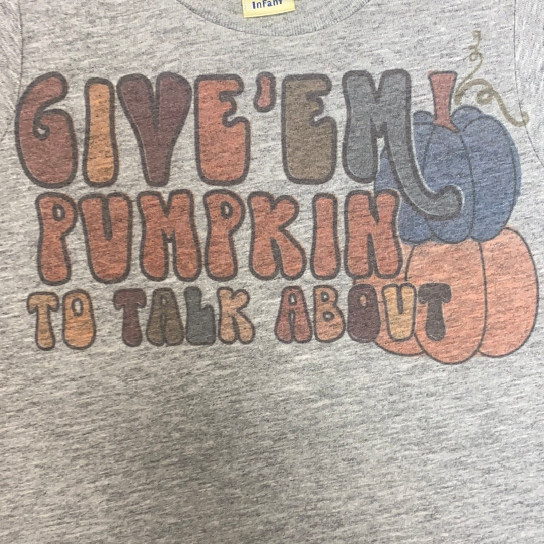 Give Em Pumpkin to Talk About Shirt in Grey  - Doodlebug's Children's Boutique