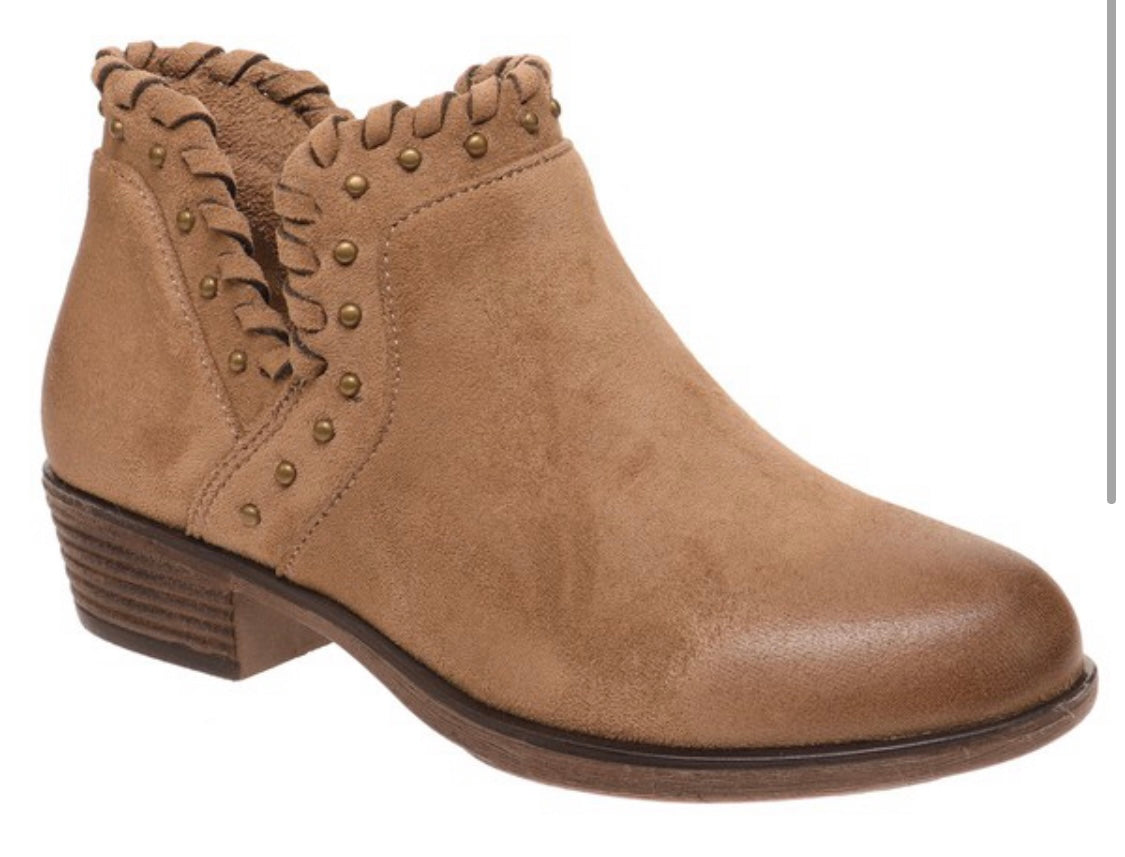 Taupe Studded Booties  - Doodlebug's Children's Boutique