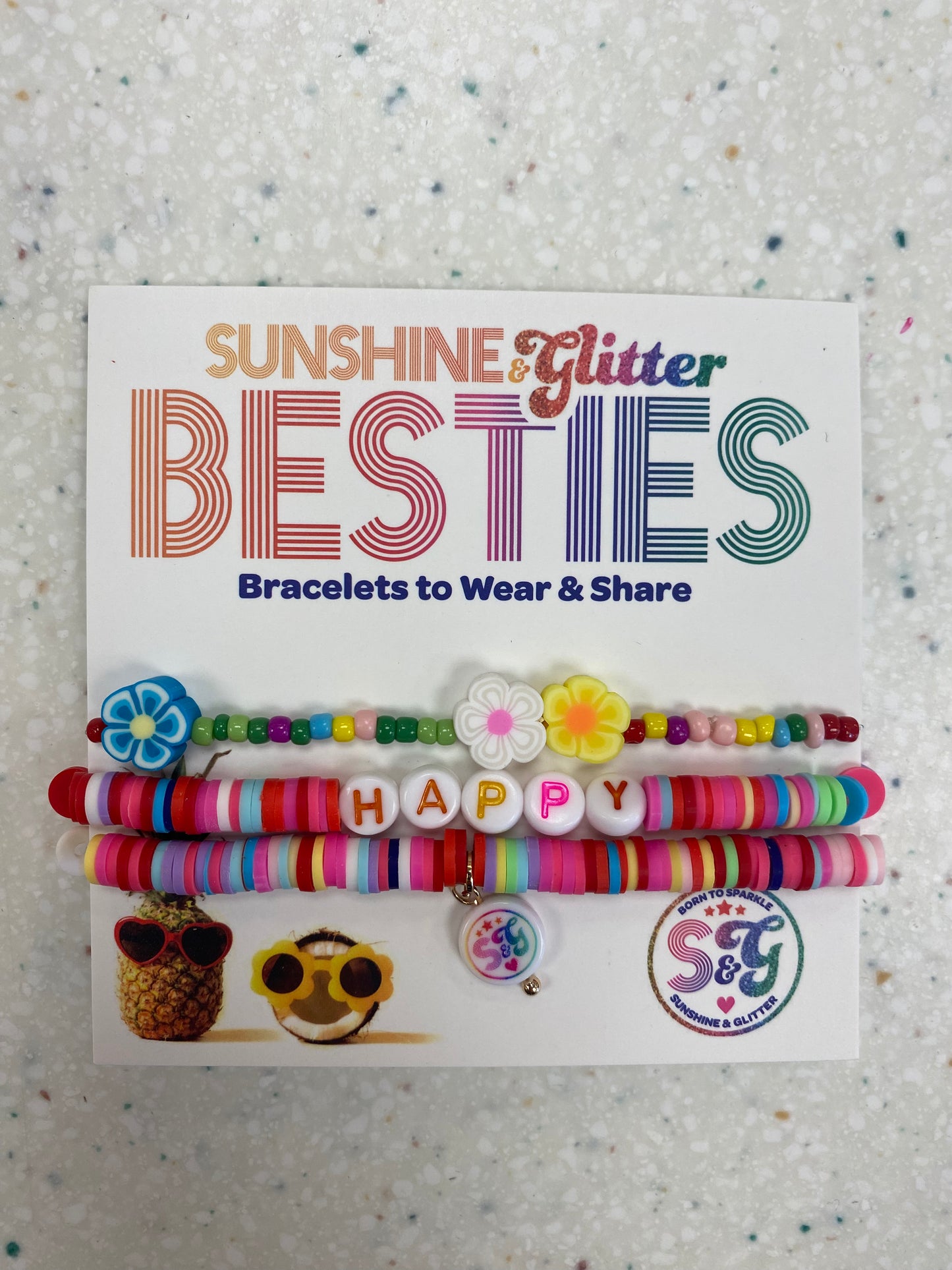 Besties Bracelets Set Happy - Doodlebug's Children's Boutique