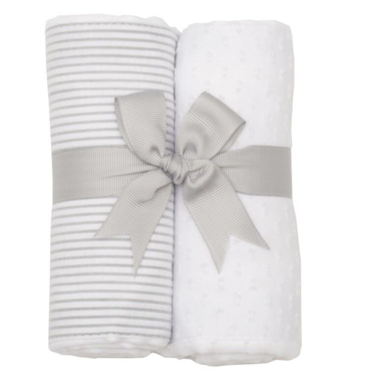 Grey Stripe and White 2 Pack Burp Pad Set Grey Stripes and White - Doodlebug's Children's Boutique