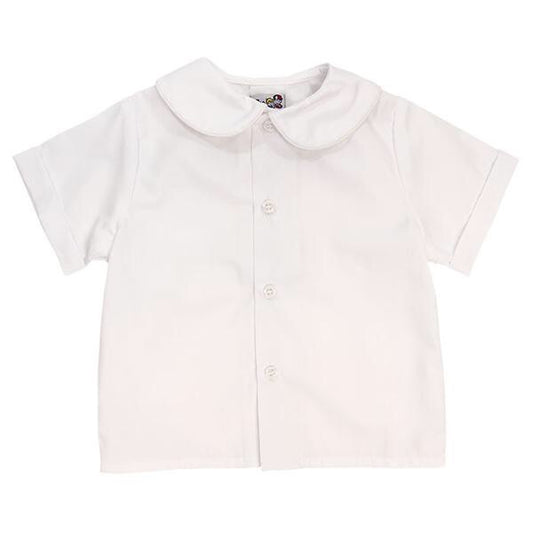 Peter Pan Collar Piped Short Sleeve Shirt  - Doodlebug's Children's Boutique