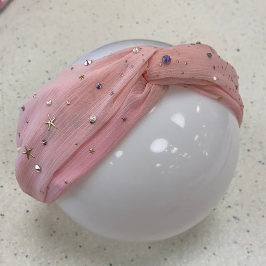 Pink Star Rhinestone Knot Headband  - Doodlebug's Children's Boutique
