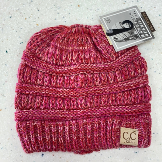 Pink Knit Ponytail Beanie  - Doodlebug's Children's Boutique