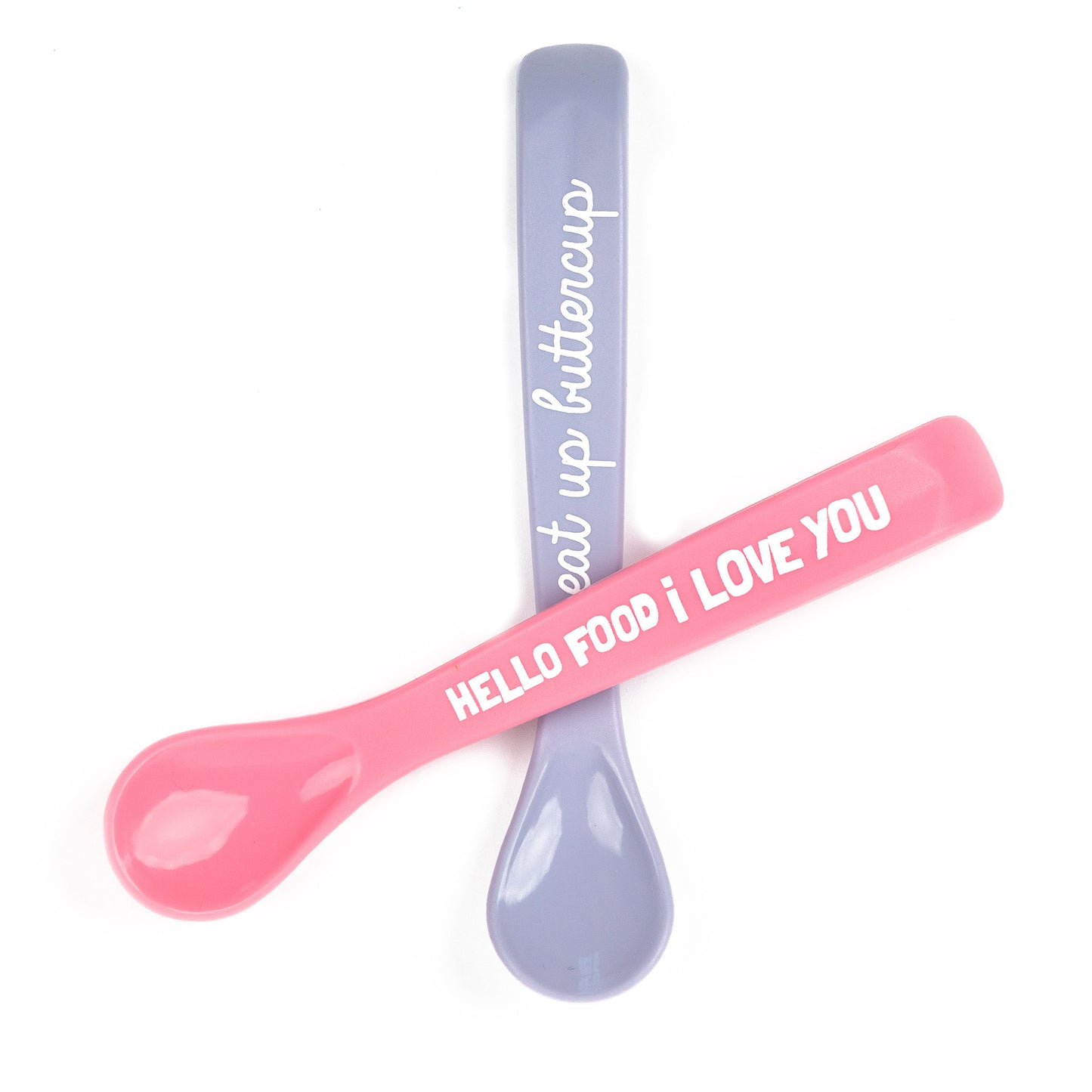 Eat Up Buttercup and Hello Food Spoon Set  - Doodlebug's Children's Boutique