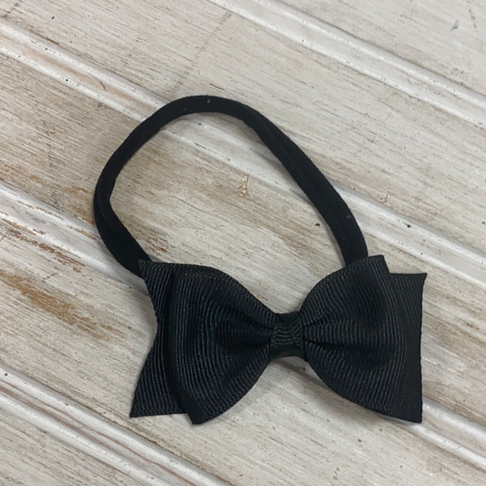 Nylon Headband with Dainty Bow in Black  - Doodlebug's Children's Boutique