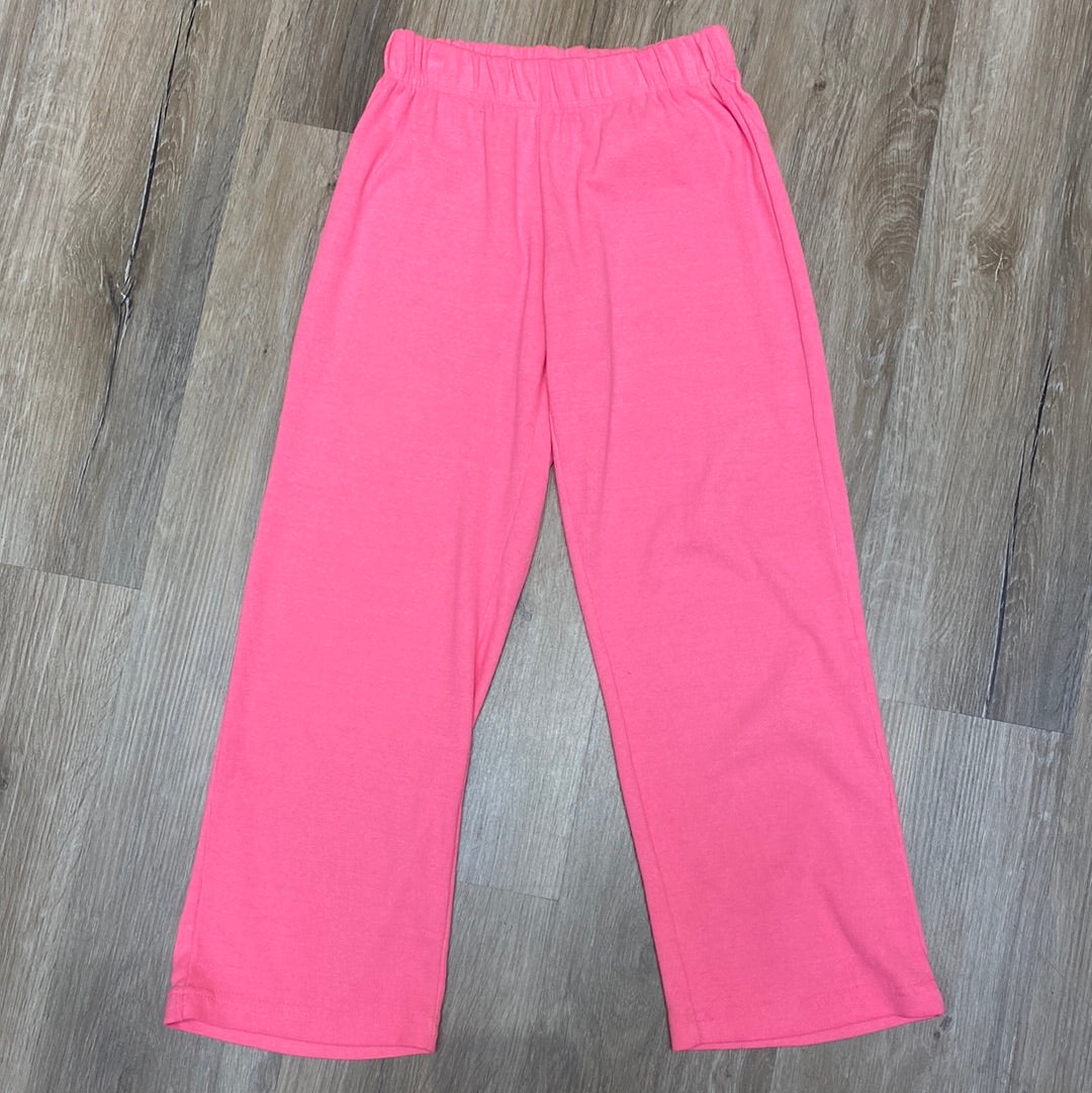 Neon Pink Ribbed Wide Leg Pants  - Doodlebug's Children's Boutique