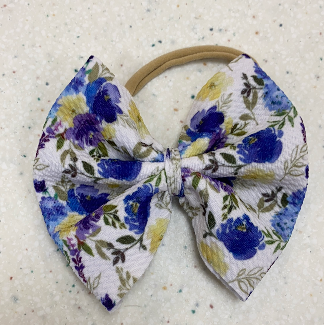 Floral Bow on Nylon  - Doodlebug's Children's Boutique