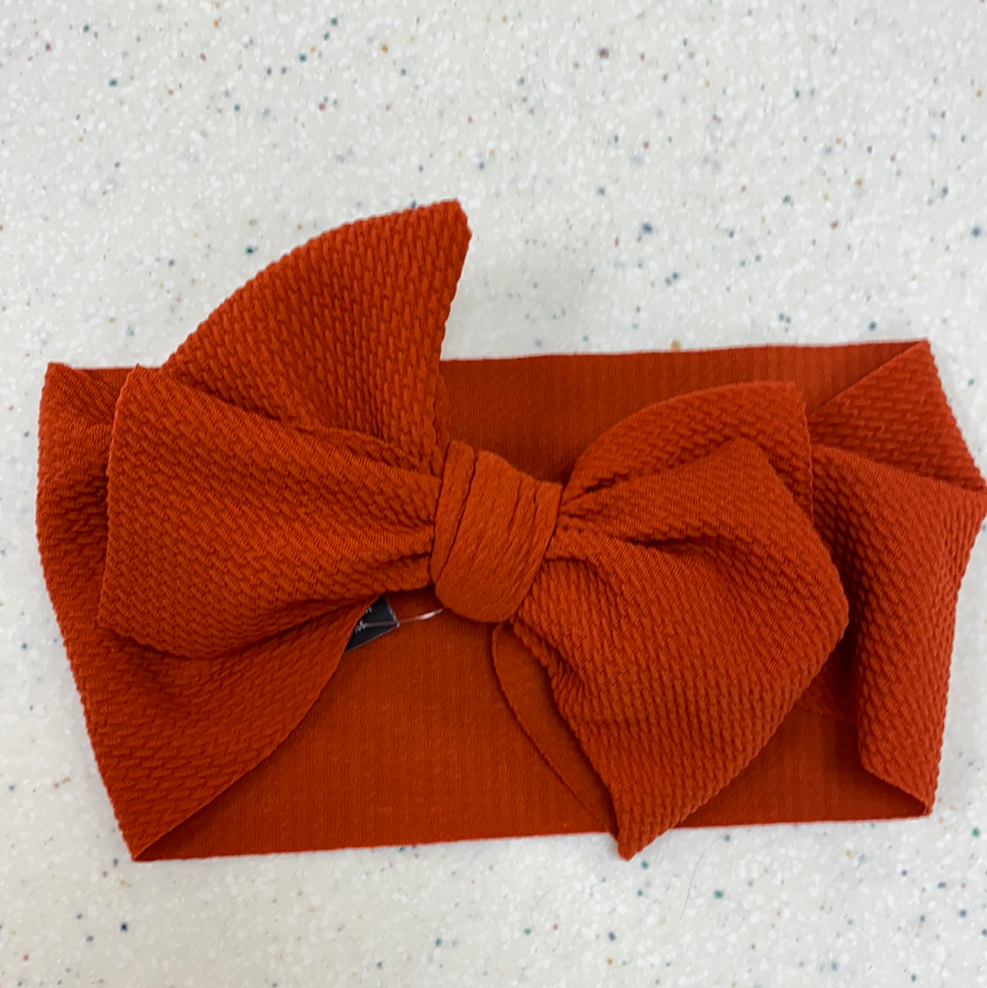 Waffle Headband Bow in Rust  - Doodlebug's Children's Boutique