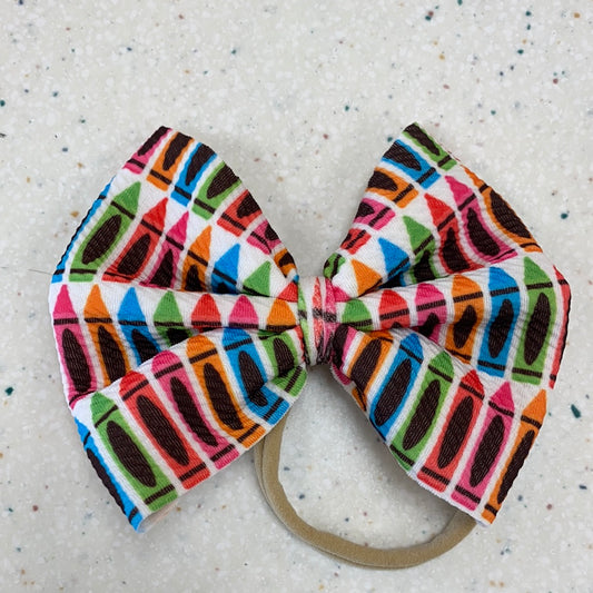 Crayon Bow on Nylon  - Doodlebug's Children's Boutique