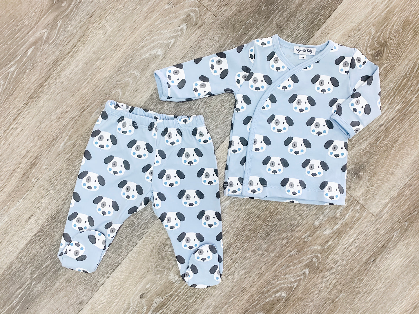 Puppy Printed Footed Pant Set  - Doodlebug's Children's Boutique