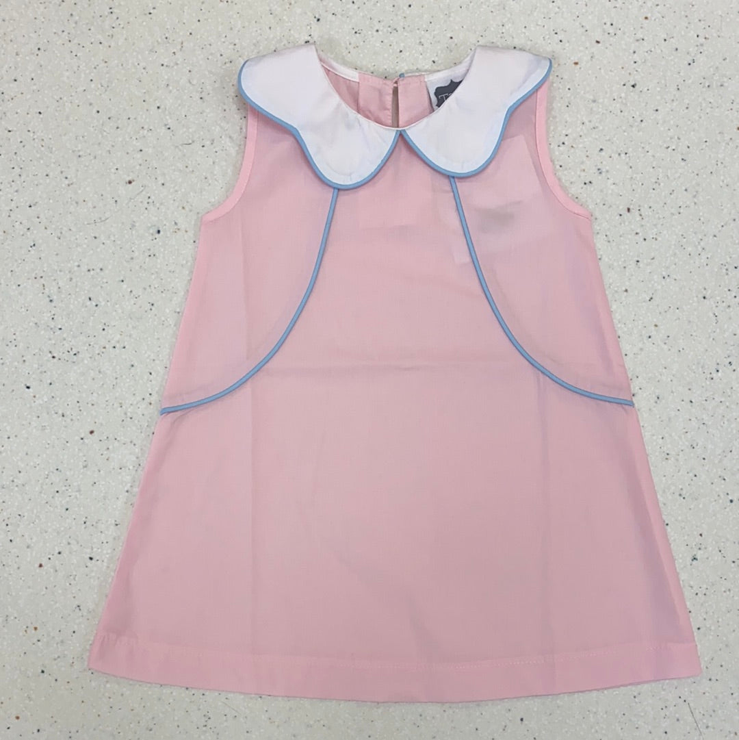 Pink and Blue Piped Dress  - Doodlebug's Children's Boutique