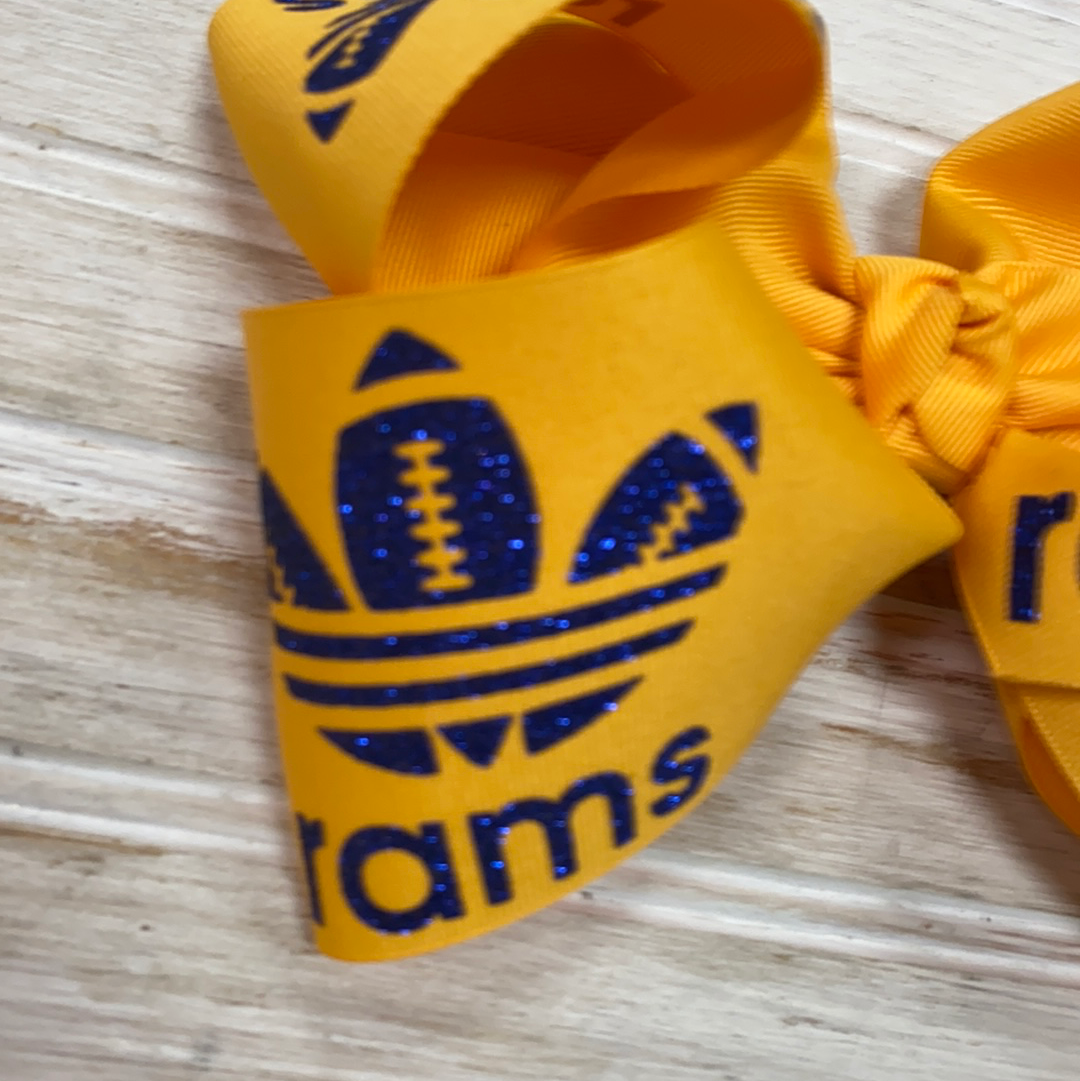 Rams Football Vinyl Bow  - Doodlebug's Children's Boutique