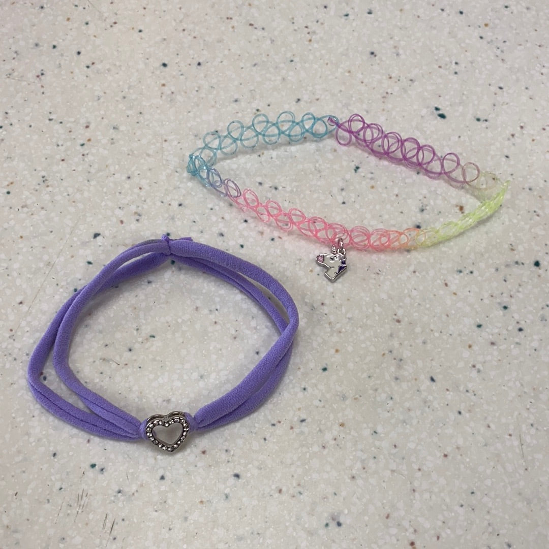 Stretch Tattoo Chokers Unicorn and Purple Heart - Doodlebug's Children's Boutique