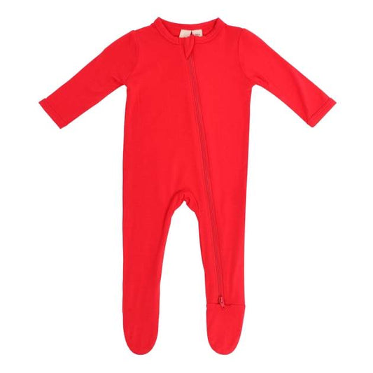 Zippered Footie in Crimson  - Doodlebug's Children's Boutique