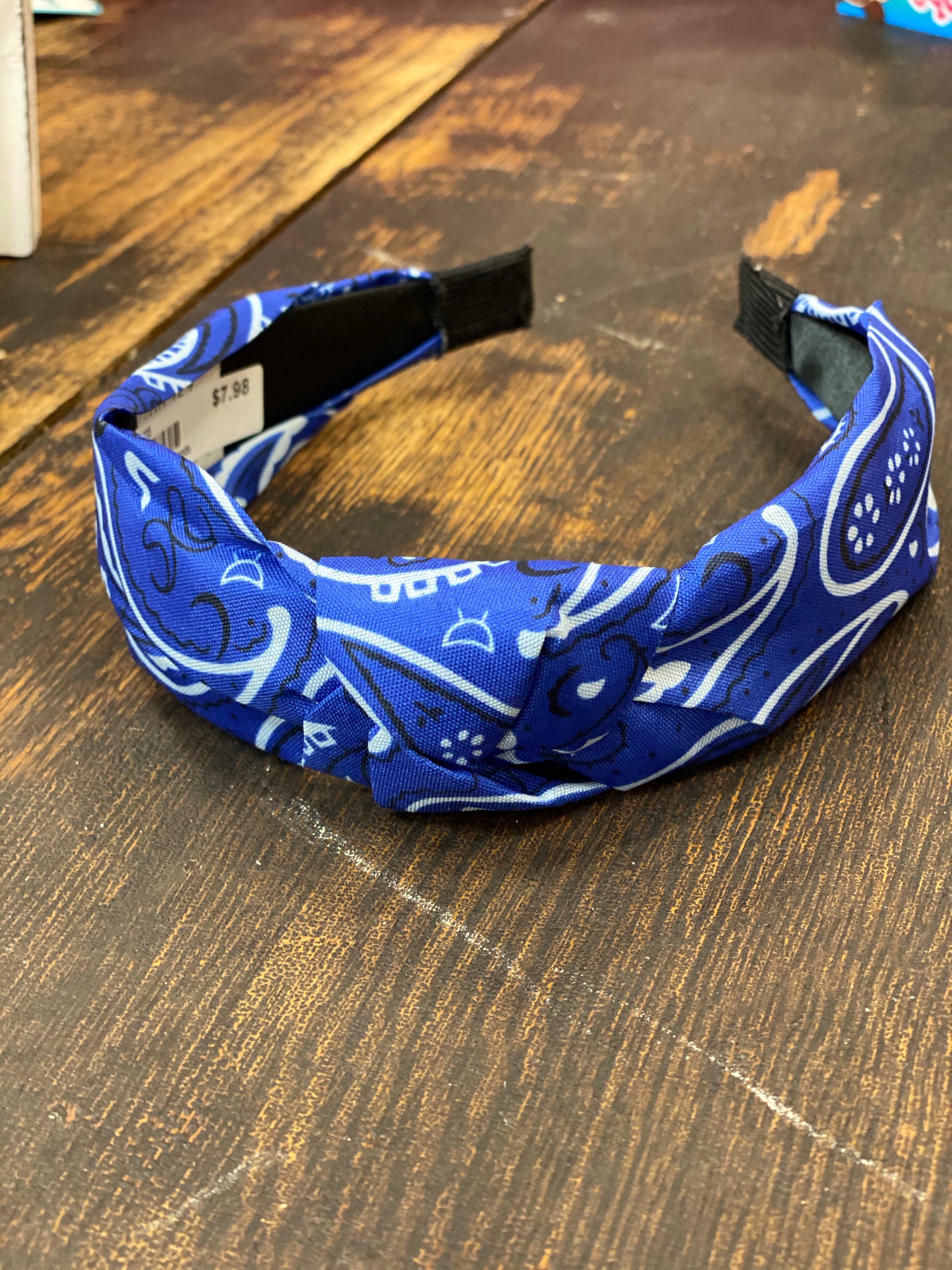 Blue & White paisley knotted headband  - Doodlebug's Children's Boutique