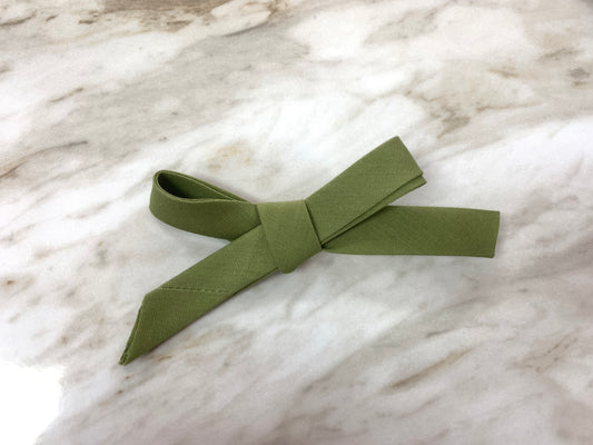Hand Tied Bow on Clip in Moss  - Doodlebug's Children's Boutique