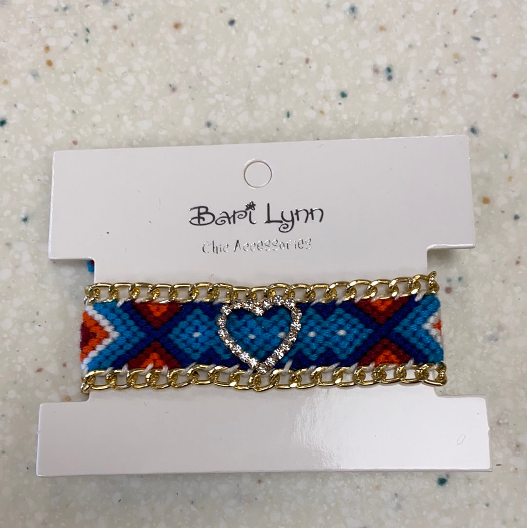 Braided Bracelet Blue Heart - Doodlebug's Children's Boutique