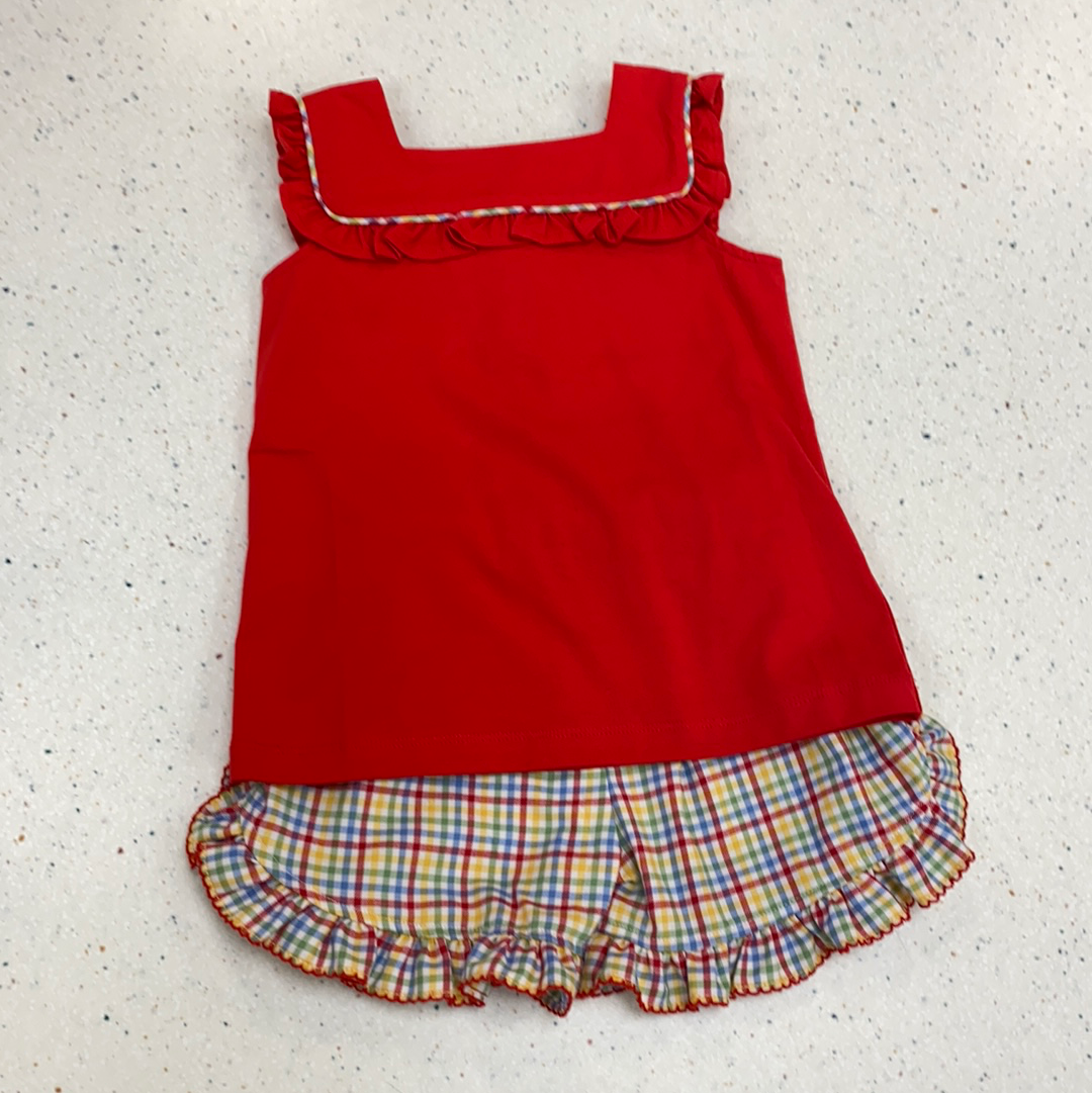 Basic Ruffle Shirt Set in Multi Plaid  - Doodlebug's Children's Boutique