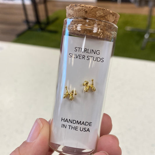 Balloon Animal Gold Stud Earrings  - Doodlebug's Children's Boutique