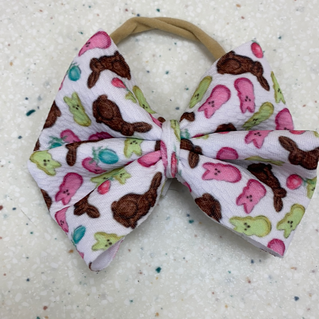 Chocolate Bunny Bow on Nylon  - Doodlebug's Children's Boutique