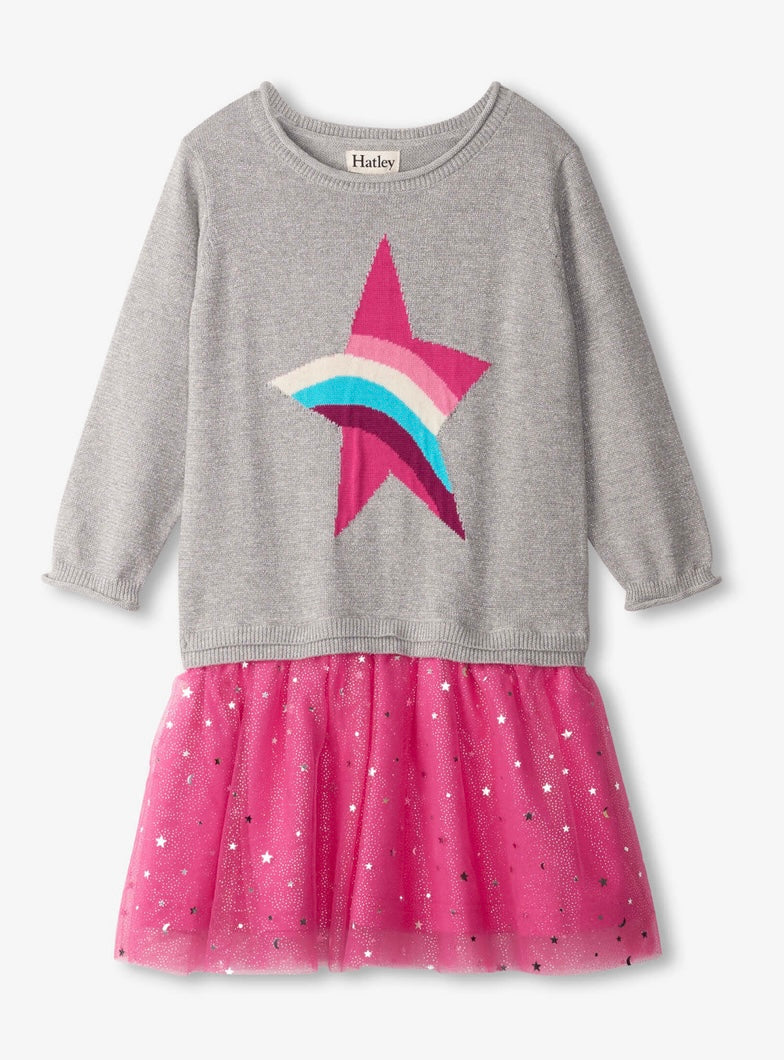 Rainbow Star Drop Waist Tulle Dress  - Doodlebug's Children's Boutique