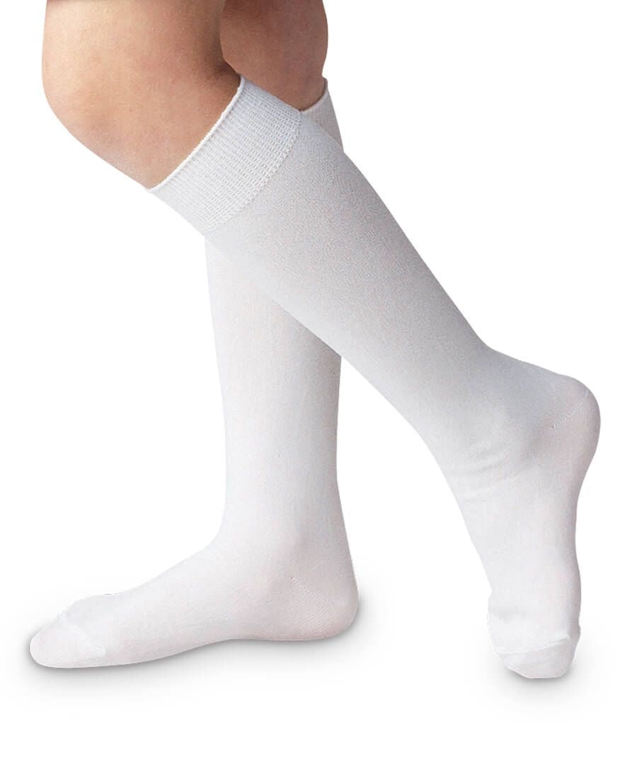 Nylon Knee High Socks in White  - Doodlebug's Children's Boutique