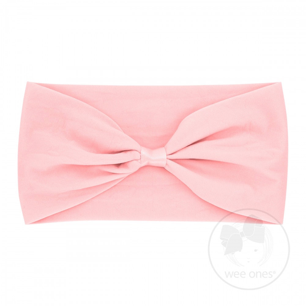 Light Pink Nylon Add-A-Bow Baby Band  - Doodlebug's Children's Boutique