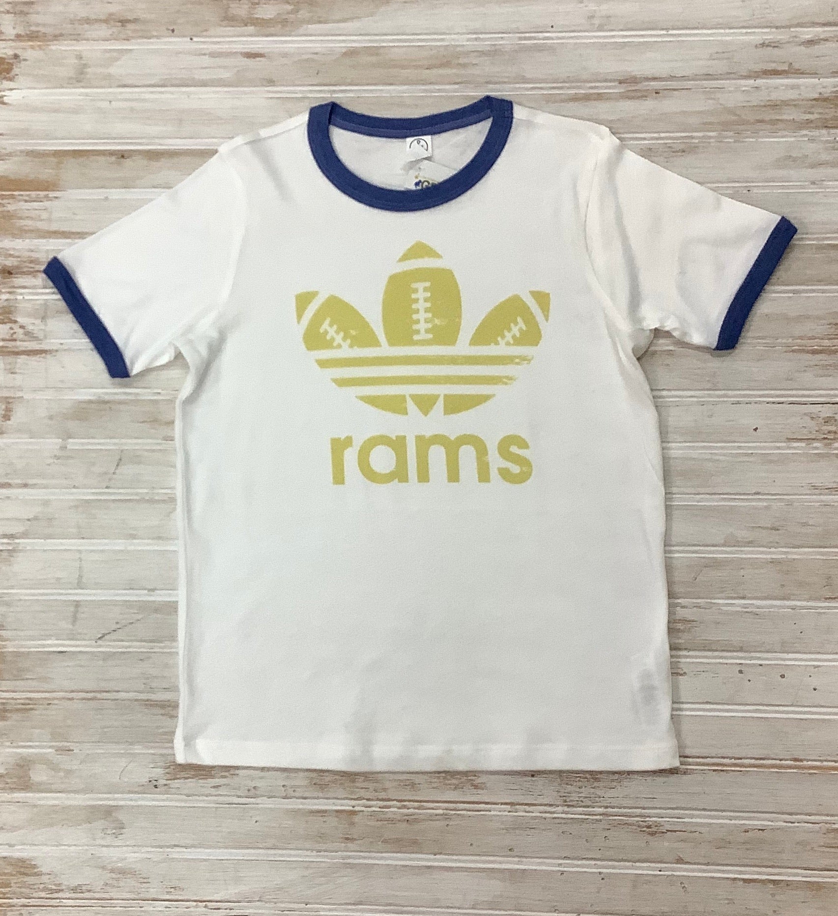 Rams White Football Tee  - Doodlebug's Children's Boutique