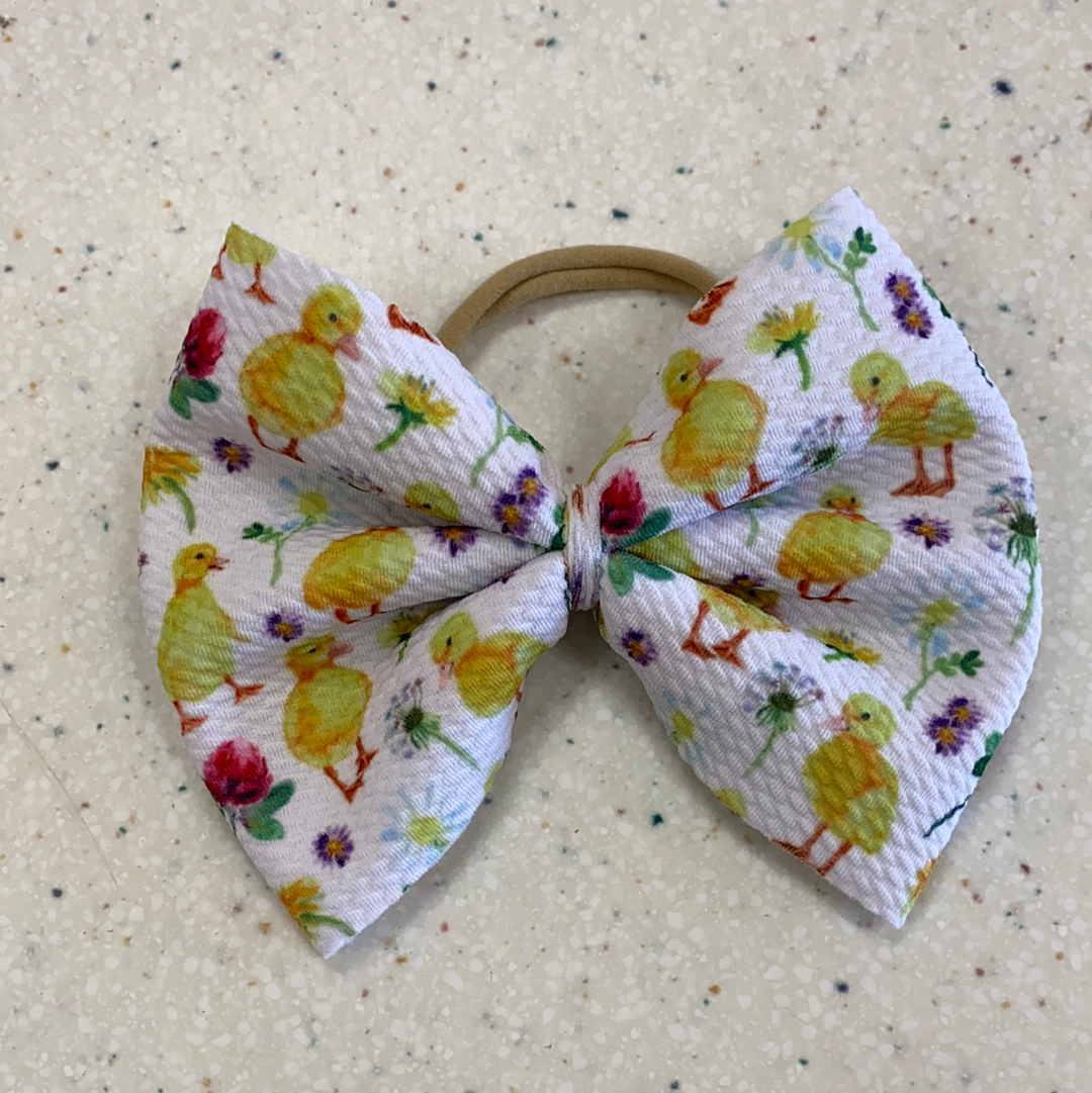 Baby Duck Bow on Nylon  - Doodlebug's Children's Boutique