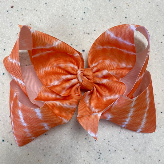 Orange Tie Dye Bow  - Doodlebug's Children's Boutique