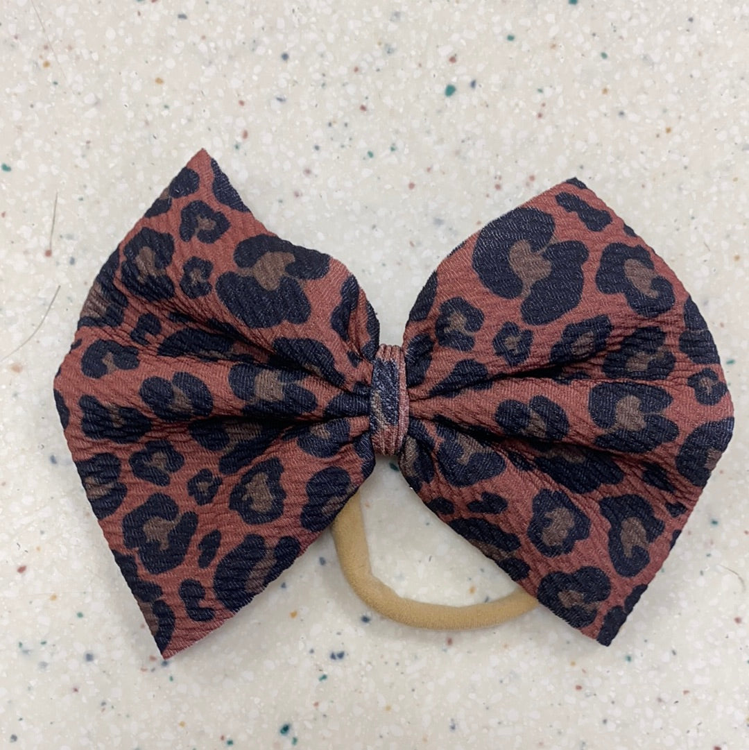 Dark Leopard Bow on Nylon  - Doodlebug's Children's Boutique