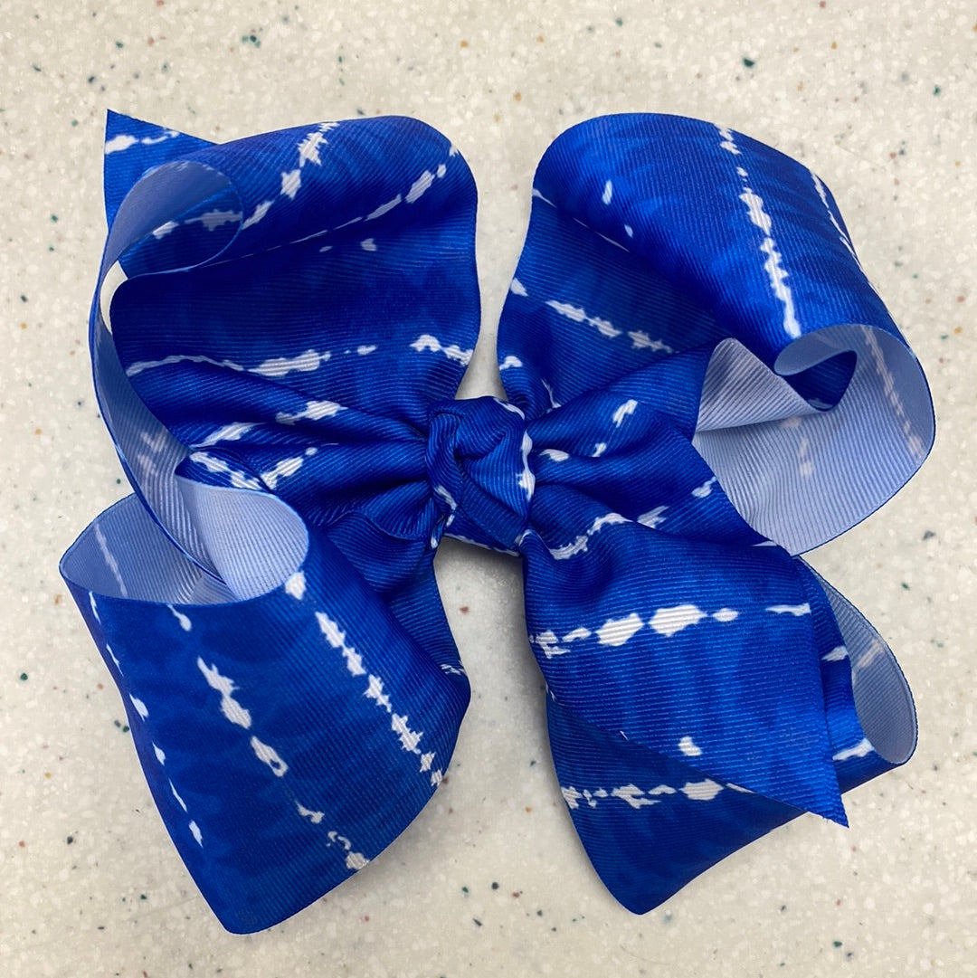 Royal Blue Tie Dye Bow  - Doodlebug's Children's Boutique