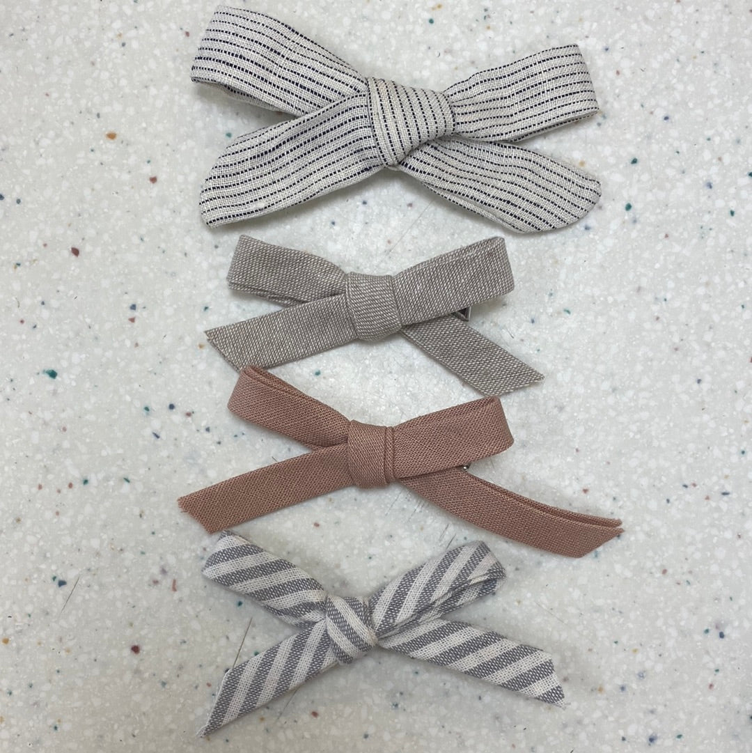 Linen Hand Tied Hair Clip  - Doodlebug's Children's Boutique