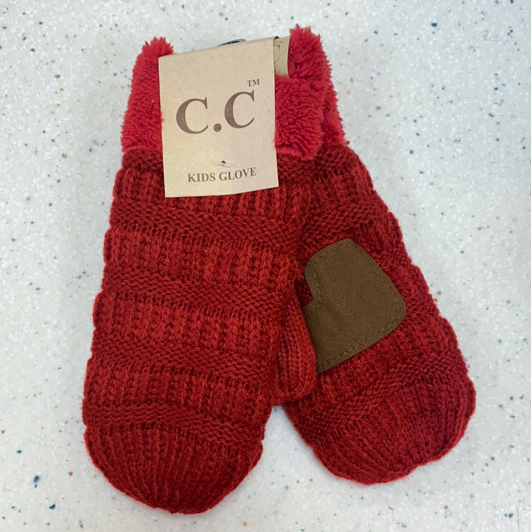 Red Kids Lined Mittens  - Doodlebug's Children's Boutique