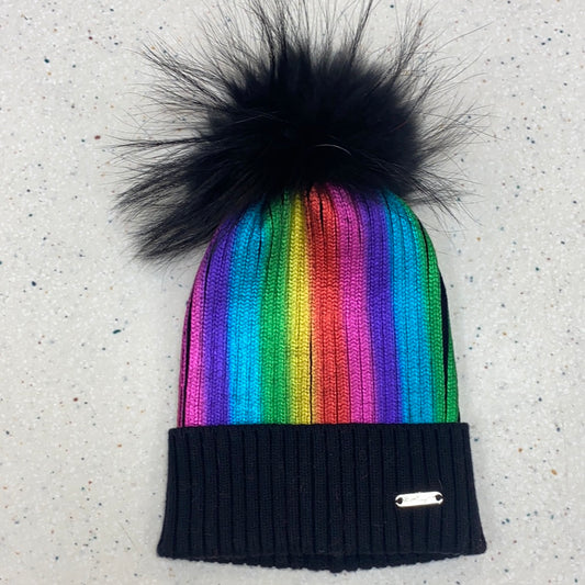 Metallic Stripe Beanie with Pom  - Doodlebug's Children's Boutique