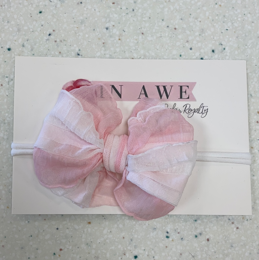 Light Pink and White Stripe Mini Headband  - Doodlebug's Children's Boutique