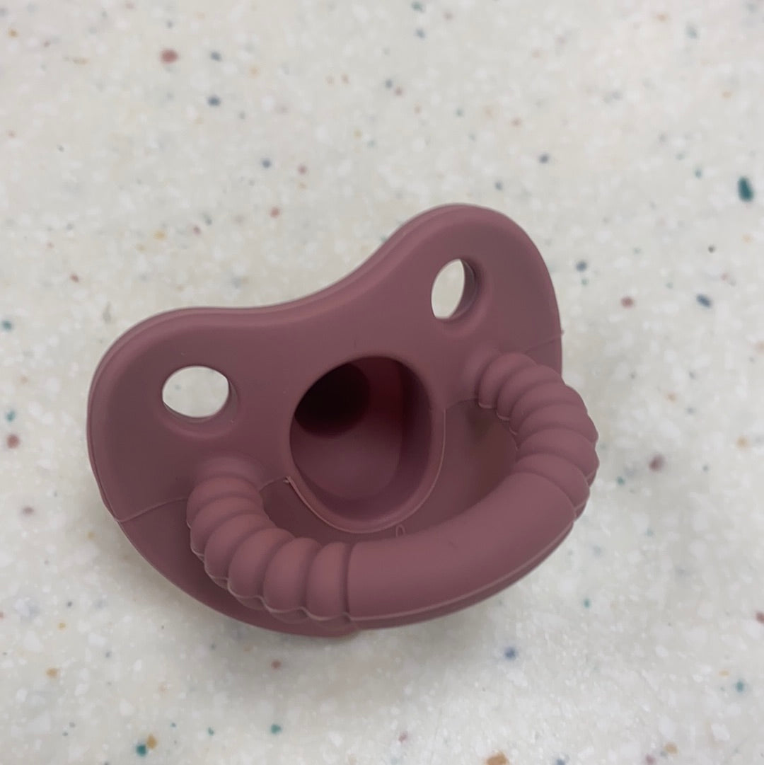 Round Sili Soother in Mauve  - Doodlebug's Children's Boutique