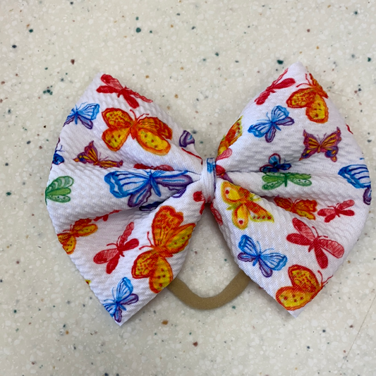 Bright Butterflies Bow on Nylon  - Doodlebug's Children's Boutique