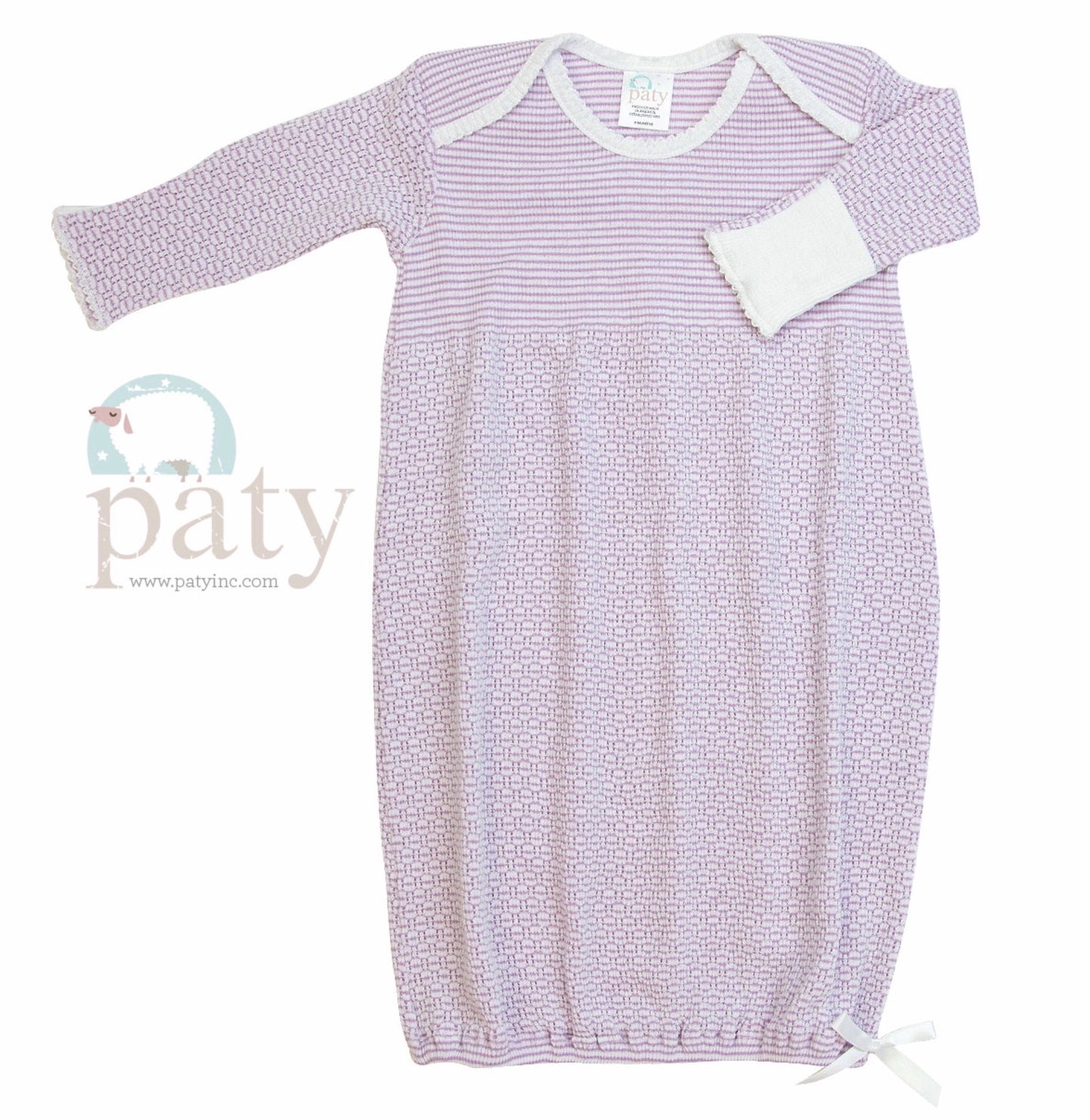 Lavender Stripe Gown Preemie - Doodlebug's Children's Boutique