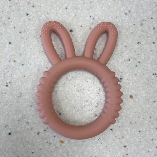 Silicone Bunny Teething Ring in Dusty Pink  - Doodlebug's Children's Boutique